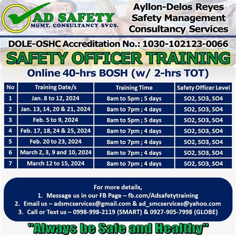 dole accredited sto|OSH Accreditation .